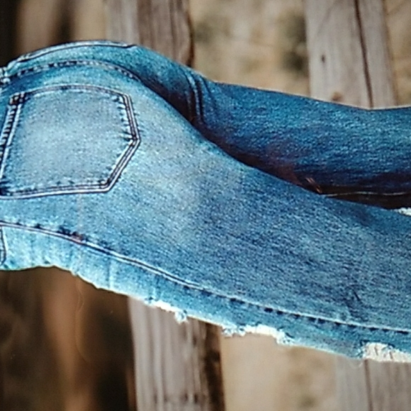 Casual Plain Wide Leg Ripped Denim - Picture 3 of 3